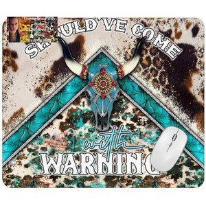 Bull Skull Western Computer Non Slip Custom Mouse Pad Handmade